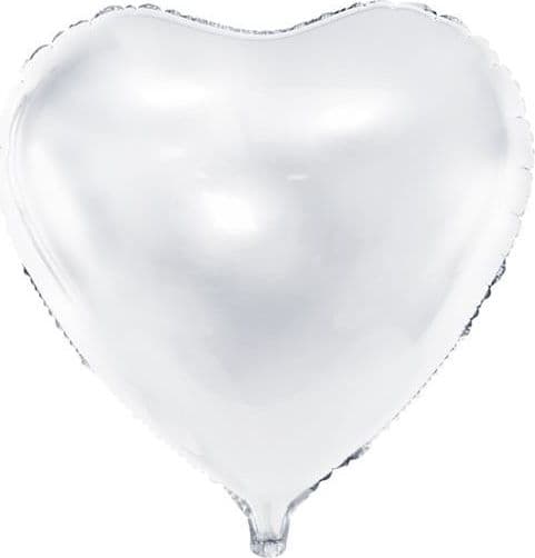 PartyDeco FB23M-008-KARTON, Hvit, Hjerteformet, Folie, Kjærlighet, 61 cm, 50 stykker