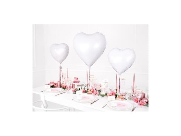 PartyDeco FB23M-008-KARTON, Hvit, Hjerteformet, Folie, Kjærlighet, 61 cm, 50 stykker