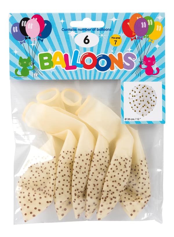Ballong Konfetti Prickar 6-pack 30 cm Latex