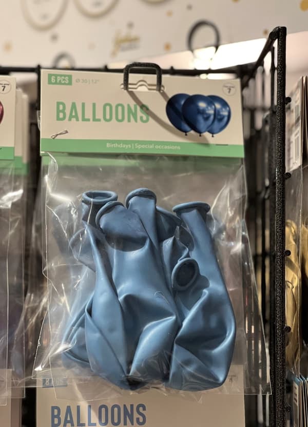 Ballong Blank Blå Spegelballong 6-pack 30 cm Latex