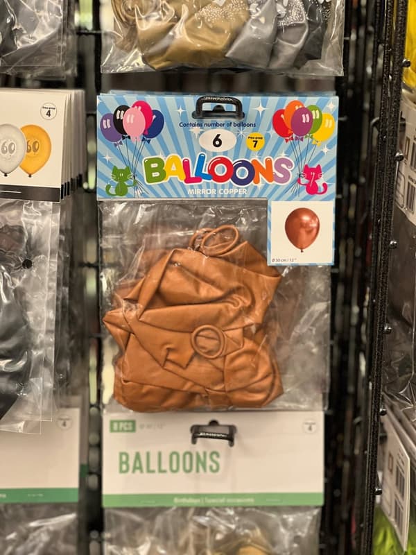 Ballong Blank Koppar Spegelballong 6-pack 30 cm Latex