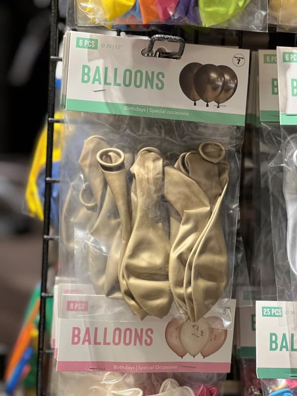 Ballong Blank Guld Spegelballong 6-pack 30 cm Latex