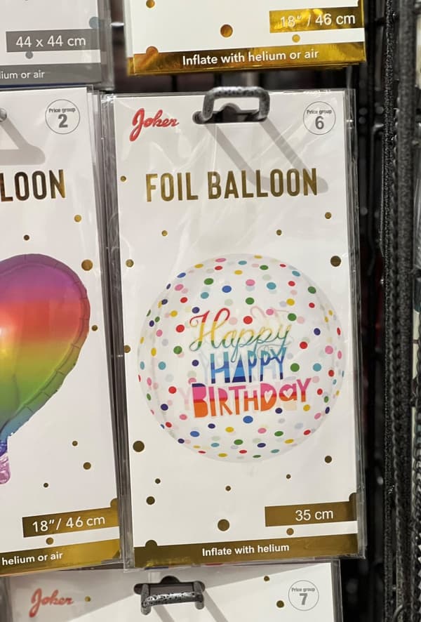 Ballong Happy Birthday Rund Genomskinlig Folie 35 cm