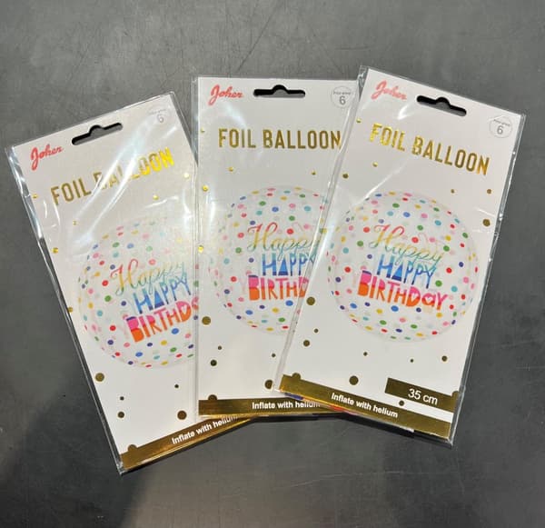 Ballong Happy Birthday Rund Genomskinlig Folie 35 cm