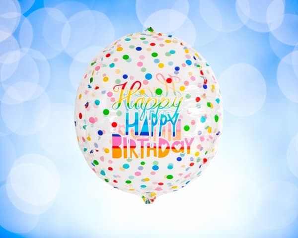 Ballong Happy Birthday Rund Genomskinlig Folie 35 cm