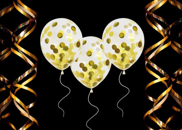 Ballong Konfetti Prickar Guld 6-pack 30 cm Latex