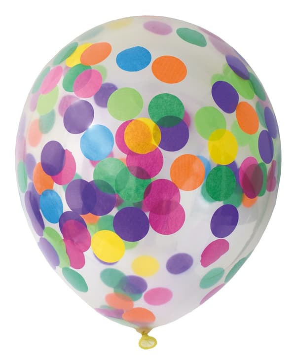 Ballong Konfetti Prickar Färgglada 6-pack 30 cm Latex