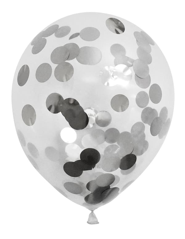 Ballong Konfetti Prickar Silver 6-pack 30 cm Latex