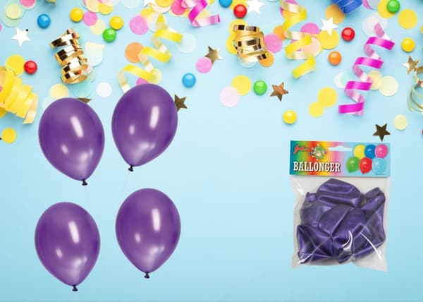 Ballong Metallic Lila 8-pack Latex