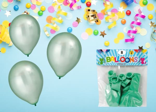 Ballong Grön Pärlgrön 8-pack Latex