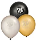 Miniatyrbild 1 av 2: Ballong 20 år 6-pack Latex