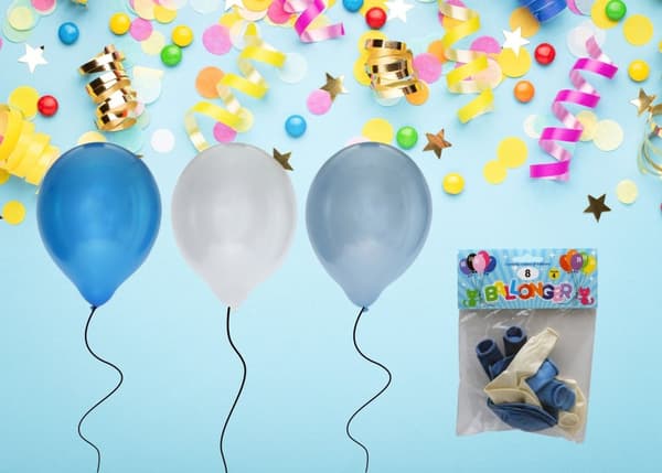 Ballong Metallic Blå 8-pack Latex