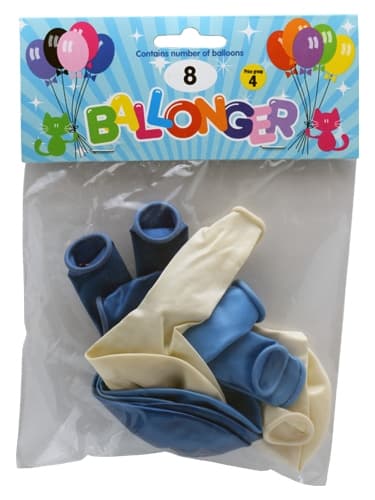 Ballong Metallic Blå 8-pack Latex