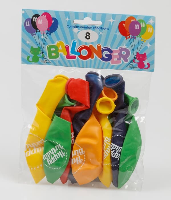 Ballong Happy Birthday 8-pack Latex Mixade