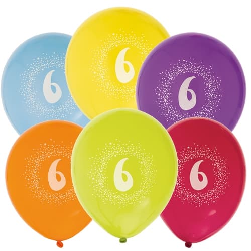 Ballong Födelsedag 6 år 6-pack Latex Mixade
