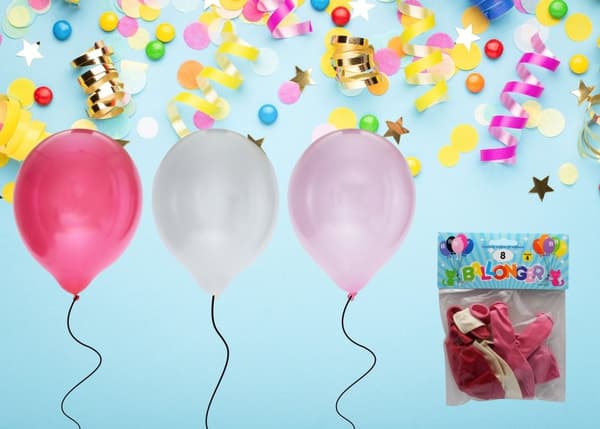 Ballong Metallic Rosa 8-pack Latex
