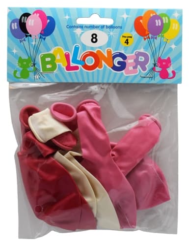 Ballong Metallic Rosa 8-pack Latex