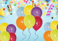 Miniatyrbild 3 av 3: Ballong Födelsedag 4 år 6-pack Latex Mixade