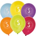 Miniatyrbild 1 av 3: Ballong Födelsedag 3 år 6-pack Latex Mixade