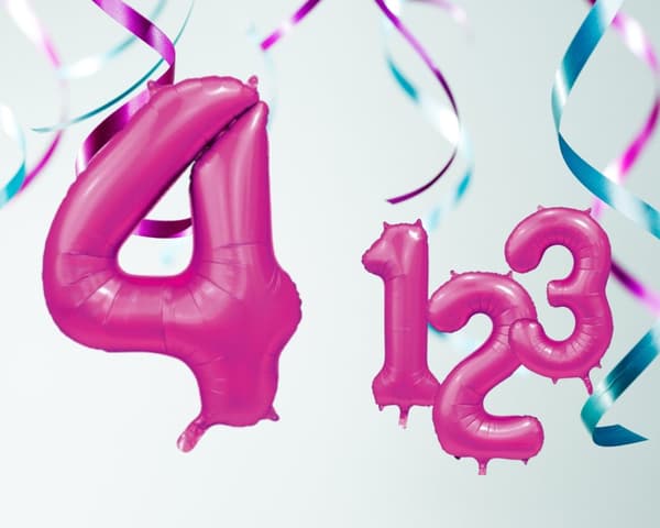 Ballong Siffra 4 Rosa 86 cm