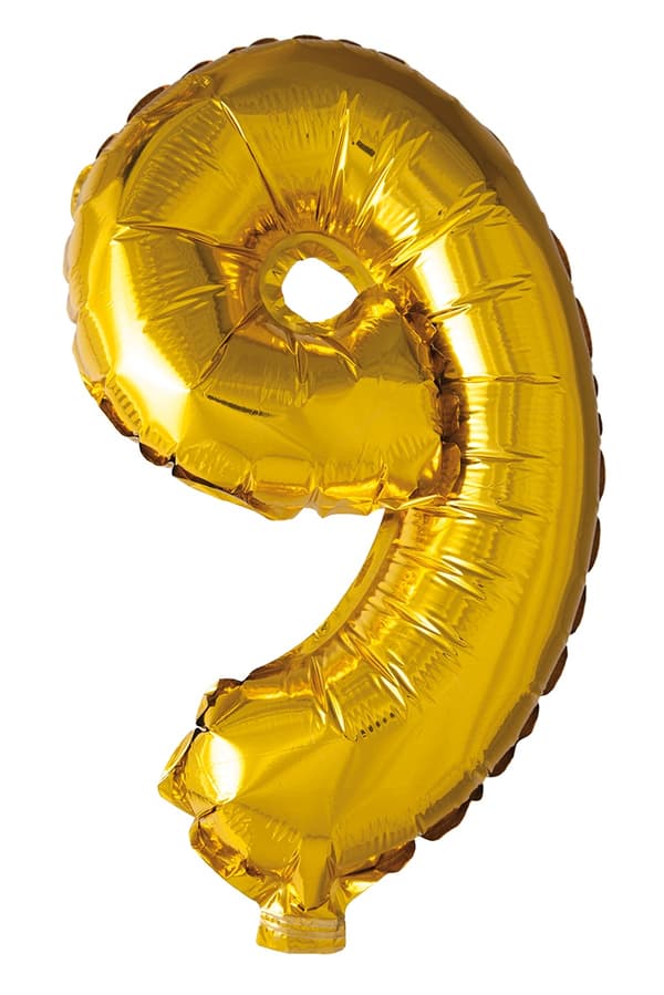 Ballong Siffra 9 Guld 86 cm