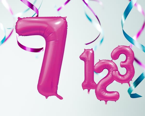 Ballong Siffra 7 Rosa 86 cm