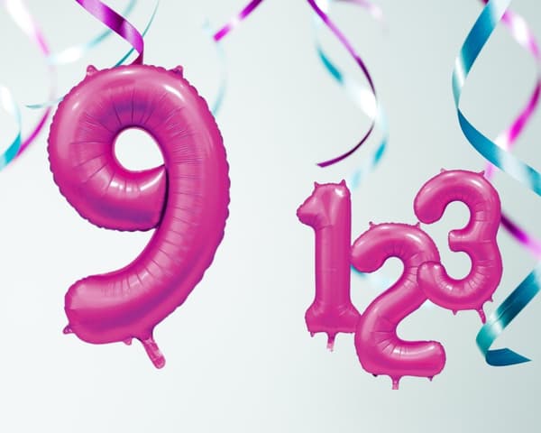 Ballong Siffra 9 Rosa 86 cm