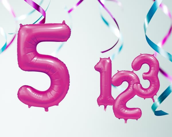 Ballong Siffra 5 Rosa 86 cm