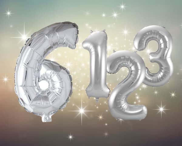 Ballong Siffra 6 Silver 86 cm