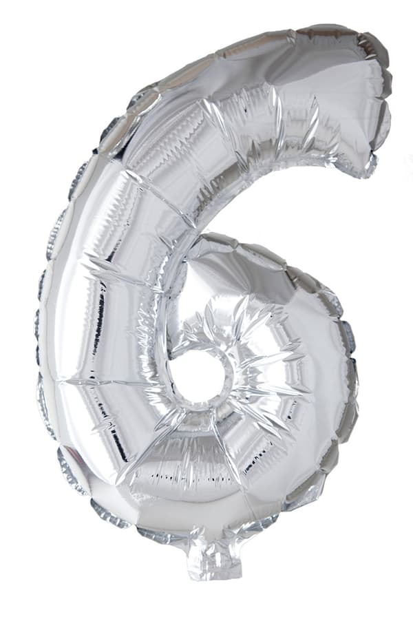 Ballong Siffra 6 Silver 86 cm
