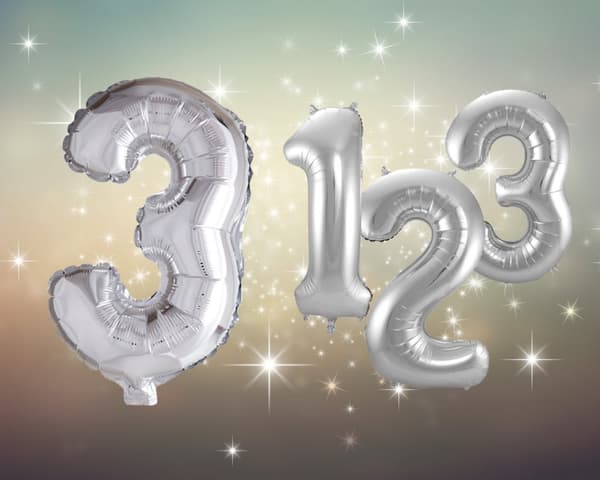 Ballong Siffra 3 Silver 86 cm