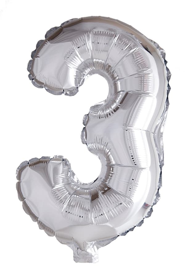 Ballong Siffra 3 Silver 86 cm