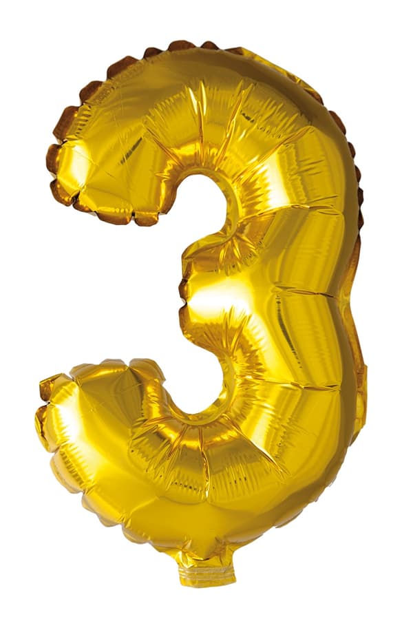 Ballong Siffra 3 Guld 86 cm
