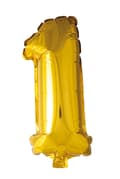 Miniatyrbild 1 av 3: Ballong Siffra 1 Guld 86 cm