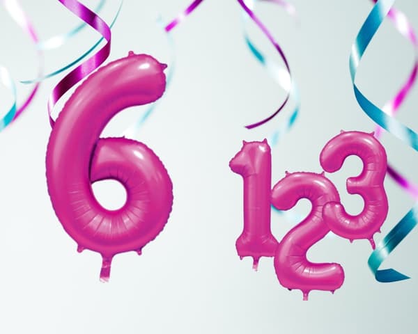 Ballong Siffra 6 Rosa 86 cm