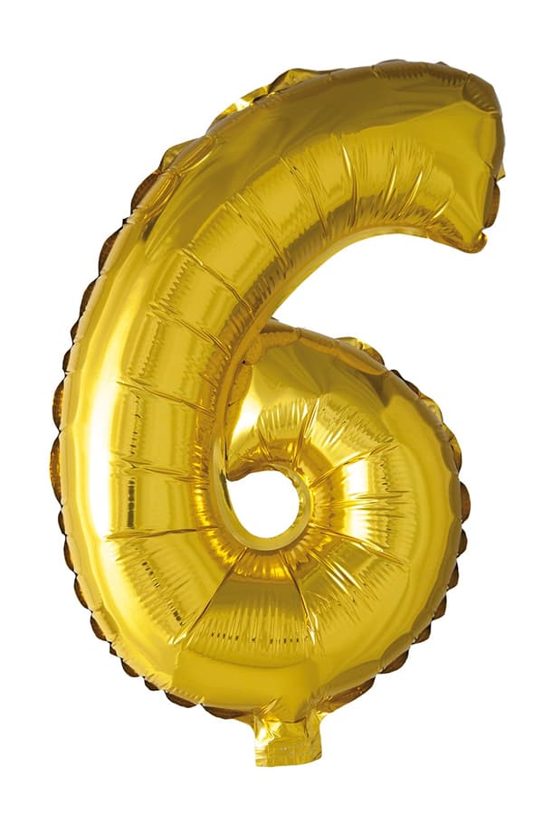Ballong Siffra 6 Guld 86 cm