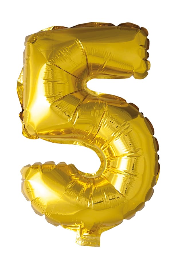 Ballong Siffra 5 Guld 86 cm