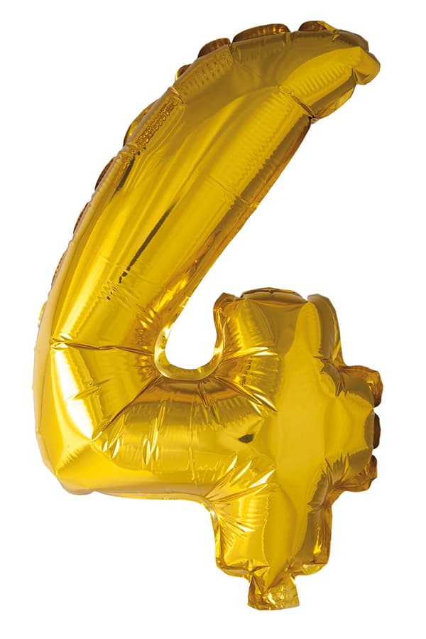 Ballong Siffra 4 Guld 86 cm