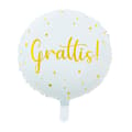 Miniatyrbild 1 av 2: Ballong Grattis Vit/Guld Rund Folie 46 cm