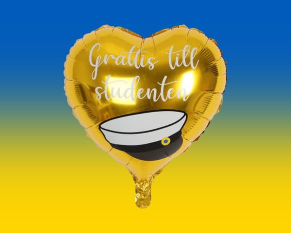 Ballong Student Guld Hjärta Folie 46 cm