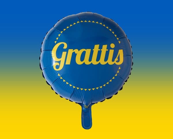 Ballong Grattis Blå Rund Folie 46 cm