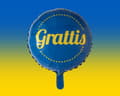 Miniatyrbild 2 av 2: Ballong Grattis Blå Rund Folie 46 cm