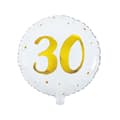 Miniatyrbild 1 av 2: Ballong 30 år Vit/Guld Folie 46 cm