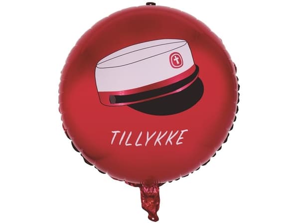 Rød folieballon med studenterhue