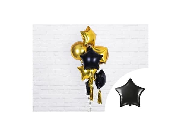 Folieballon stjerne, sort