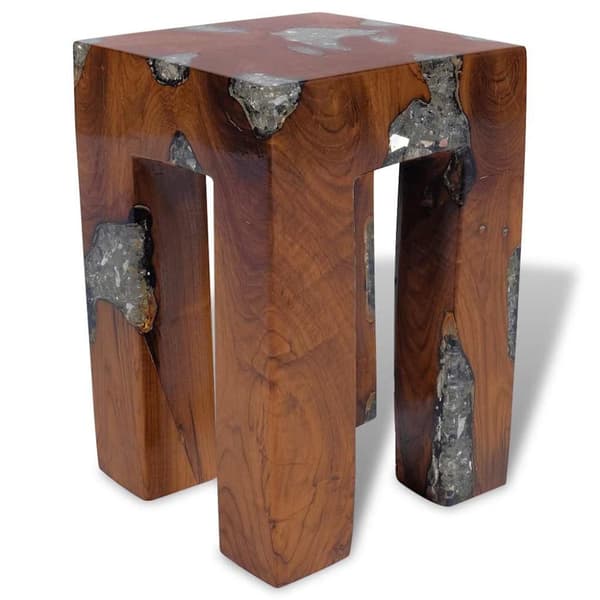 vidaXL taburet massivt teaktræ og resin