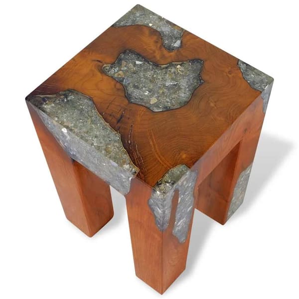 vidaXL taburet massivt teaktræ og resin
