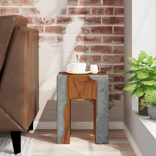 vidaXL taburet massivt teaktræ og resin