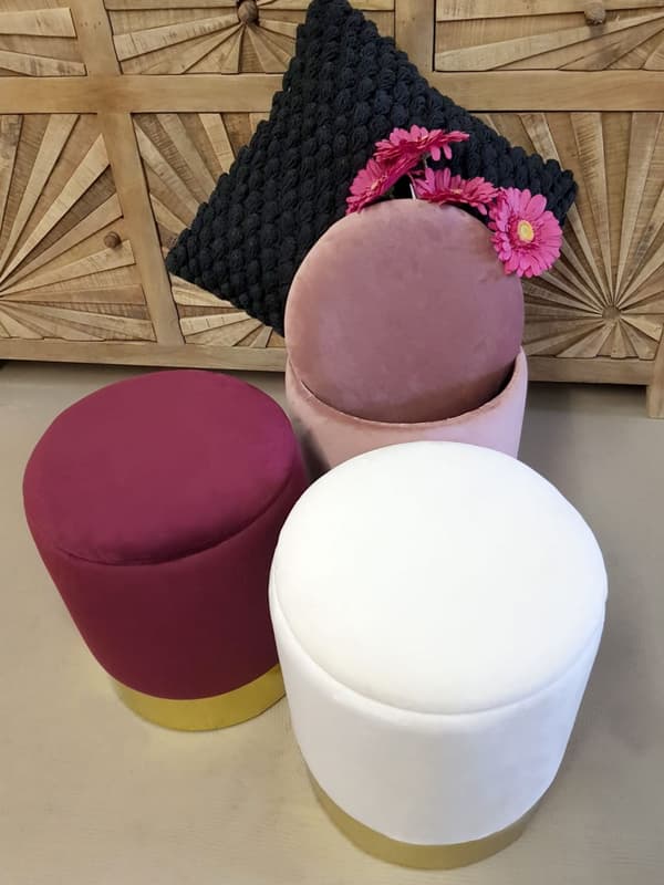 Sammetspall Decoration Stool med lagringsutrymme