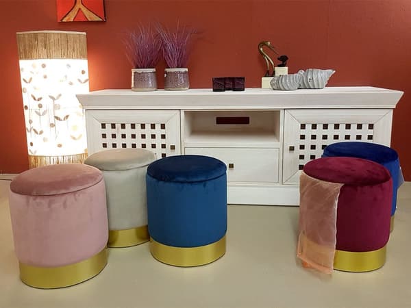 Sammetspall Decoration Stool Pouf Velor Stool Ø 31 H 38 cm